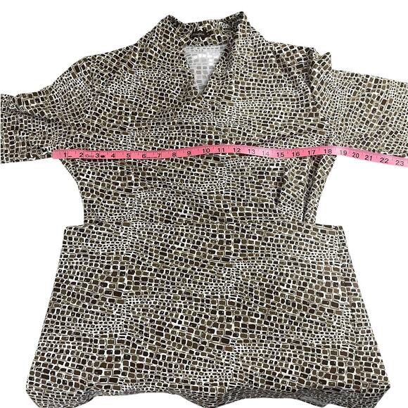 J.McLaughlin Catalina Cloth Savannah Panama Brown Cream Faux Wrap Dress Medium - Picture 10 of 14